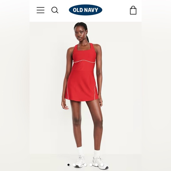 Old Navy Active Red Mini Dress with White Trim size- L Tall NWT - Picture 1 of 7